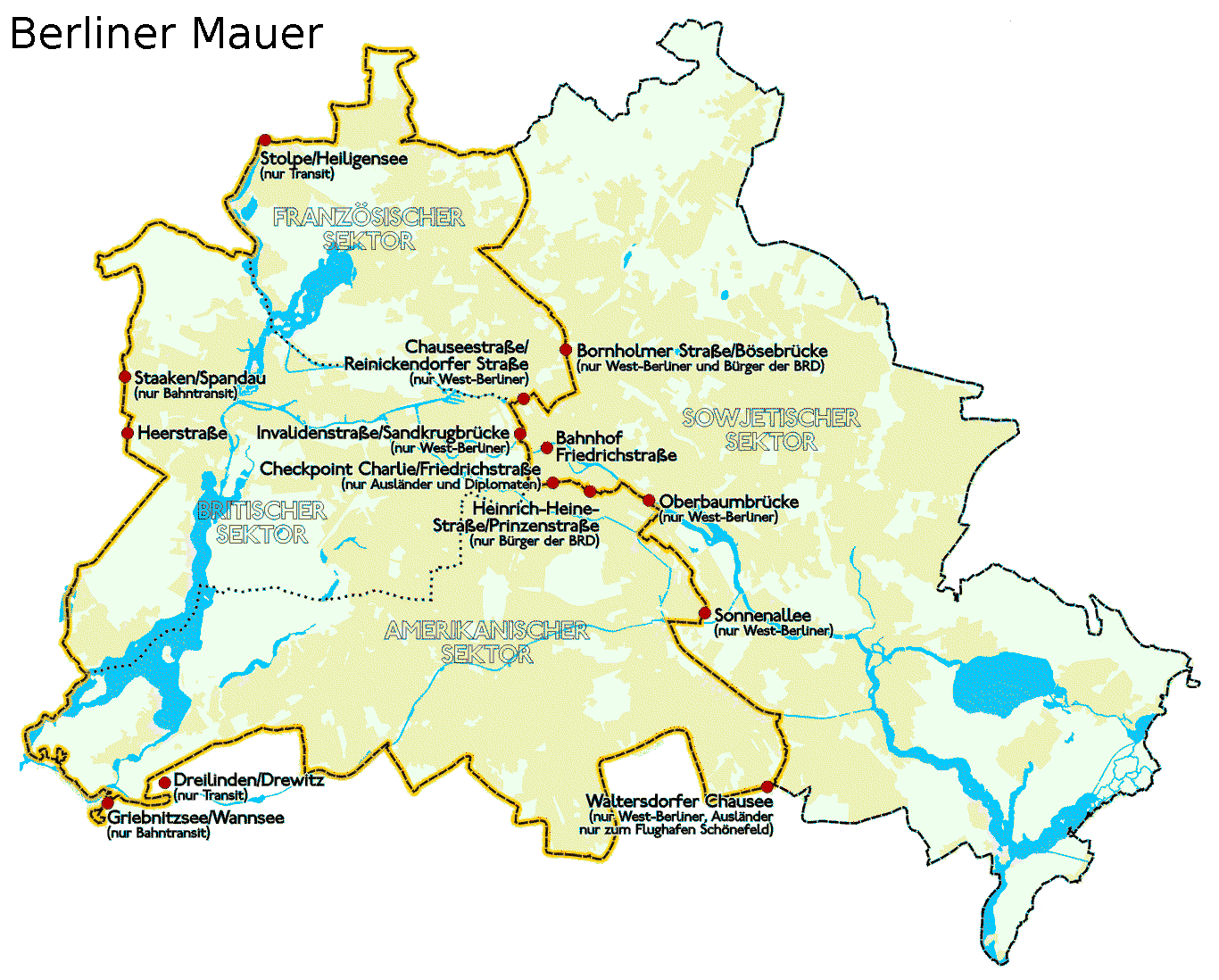 Карта Берлина со стеной