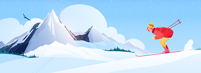 Лыжник, горы, зимний спорт