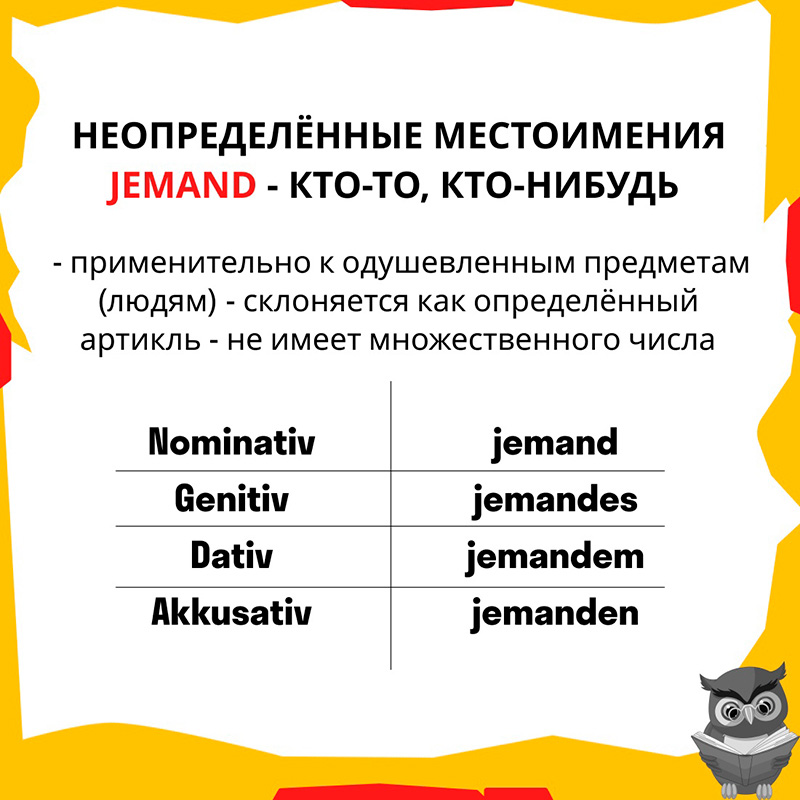 Неопределенные местоимения в немецком