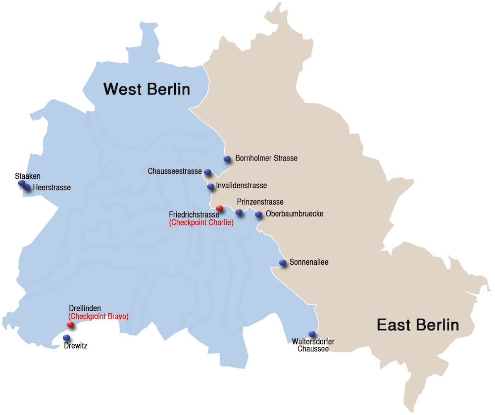 Карта Берлина, разделенного стеной, рисунок