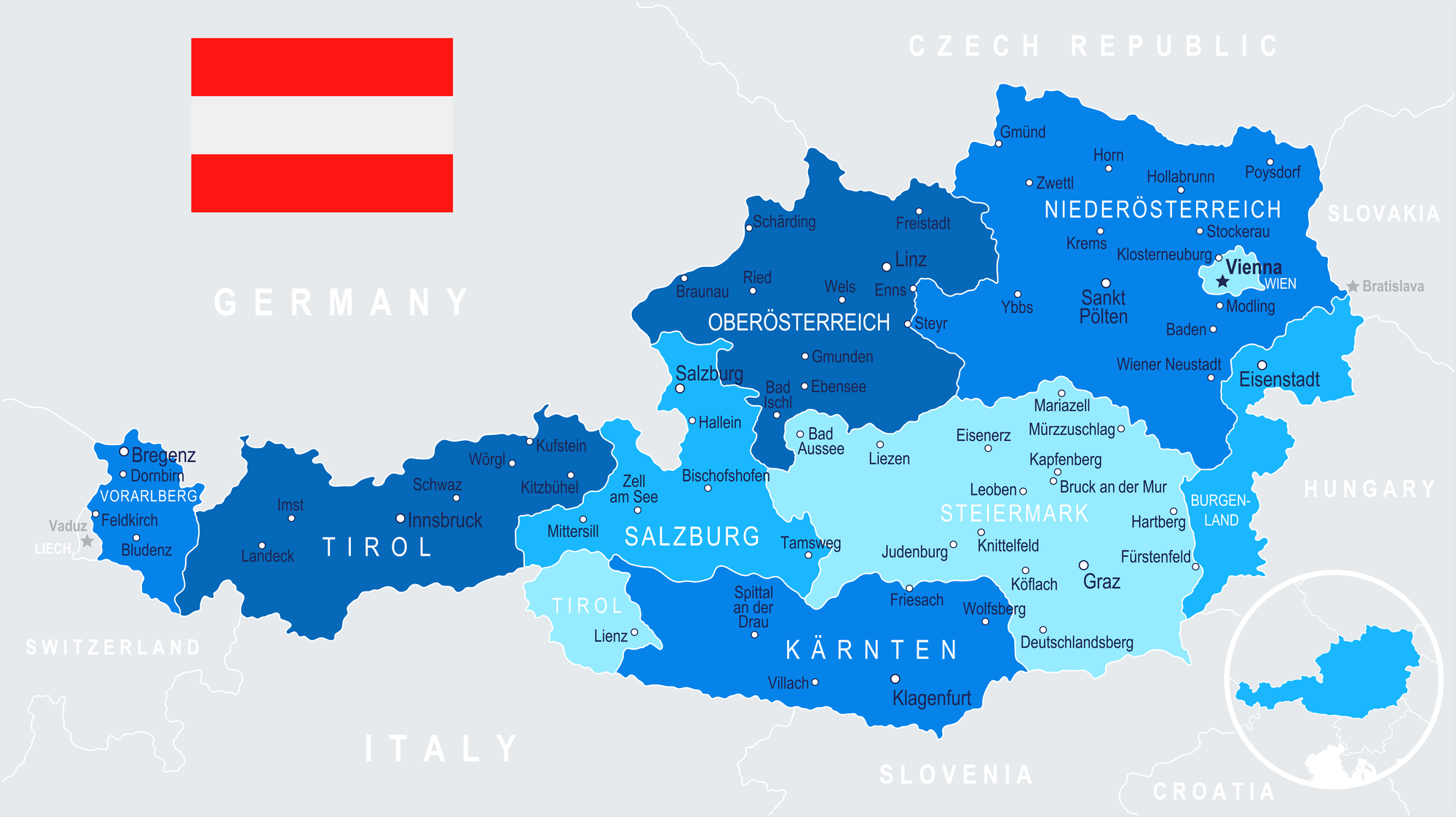 Карта Австрии, рисунок