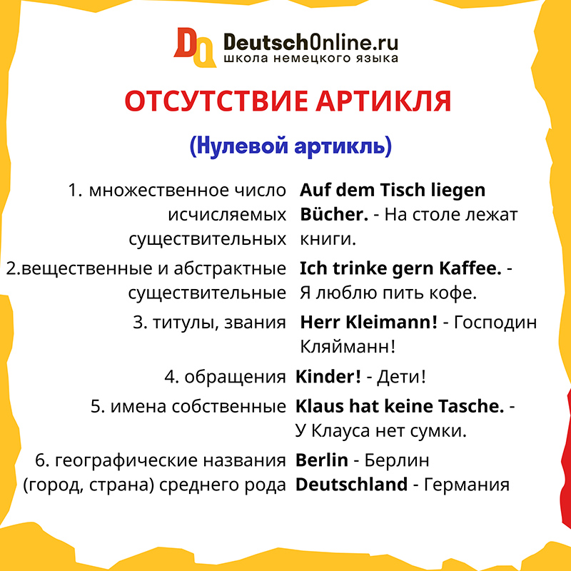 Немецкий в таблицах | Deutsch Online